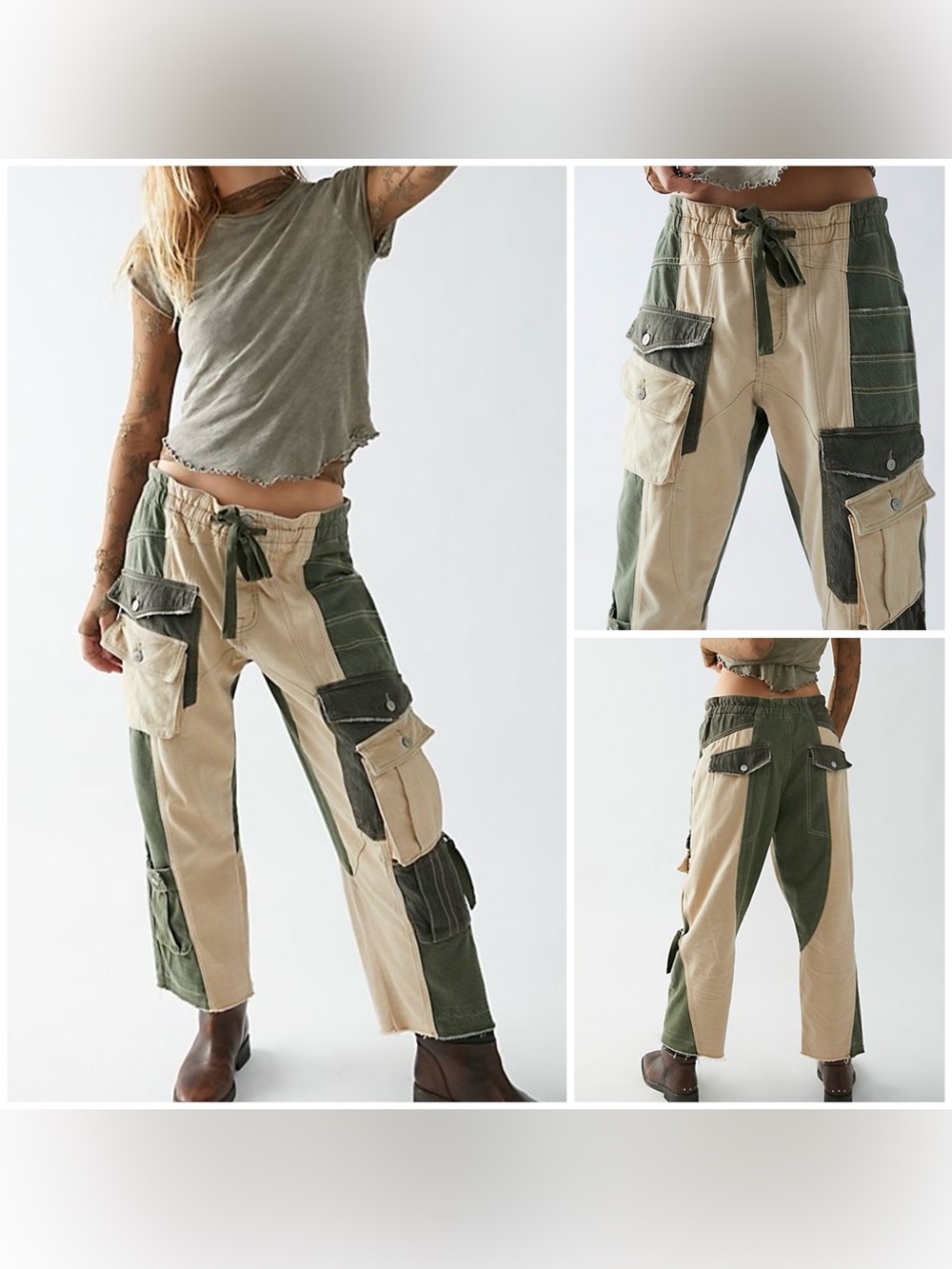 NWOT Free People We the Free Terra Utility Pant - army green tan - XS